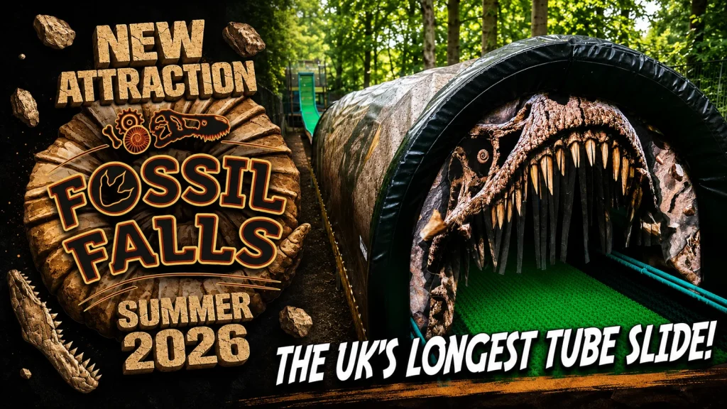Fossil Falls — new attraction, summer 2026: the UK’s longest tube slide