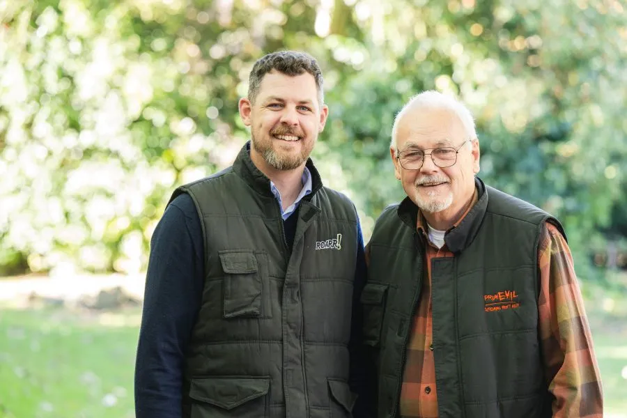 Adam and Martin Goymour, the family owners of ROARR! Dinosaur Adventure, in the park grounds